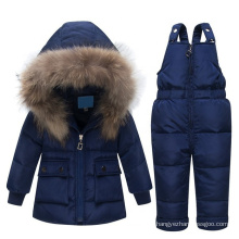 New Warm Two Pieces Baby Snow Suit Winter Down Coat & Pants Girls' Clothing Sets Outdoor Kids Snowsuit